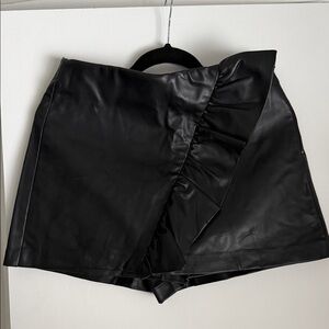 Black Leather Women's Skort